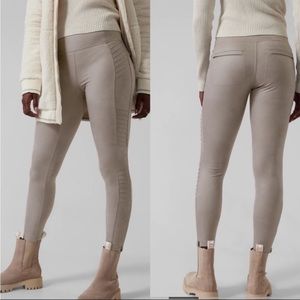 Athleta Delancey Gleam Moto Tight in Buff Gray SZ M EUC